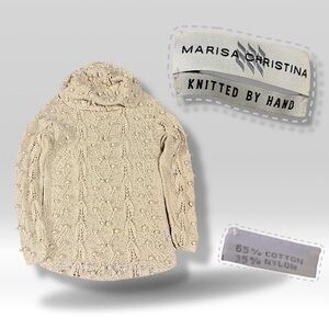 MARISA CHRISTINA Vintage Excellent Condition Ivory Cream Hand-Knit Sweater